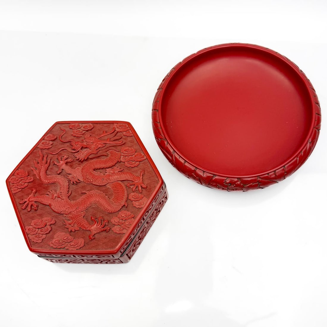 Lot of 2 Chinese Cinnabar Items (1 of 5)