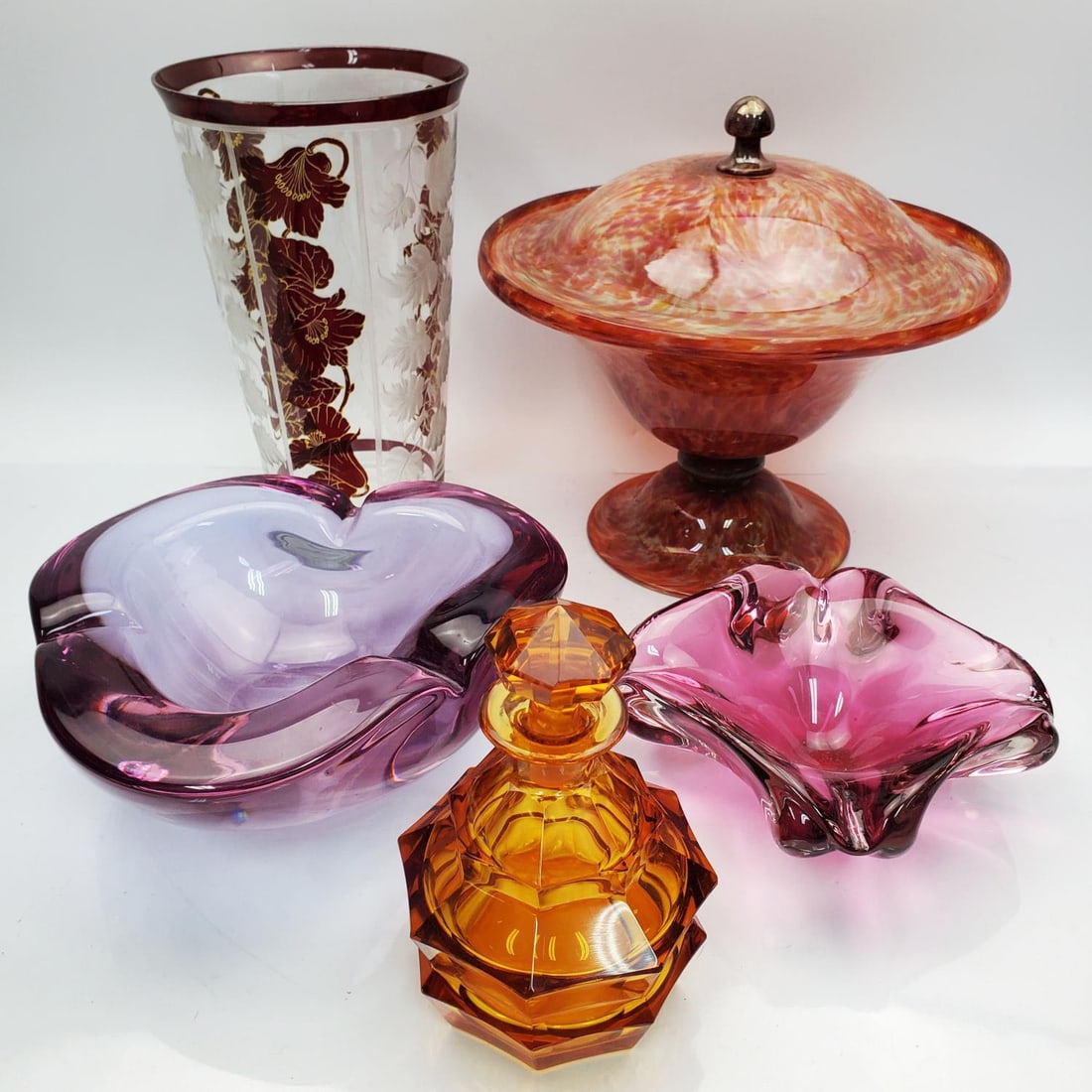 Lot of 5 Glass Items Incl. 2 Murano Art Glass (1 of 6)