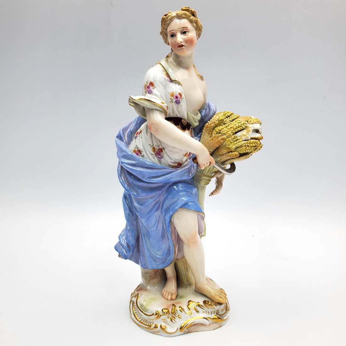 Large Meissen Porcelain Figure of a Girl w/ Wheat (1 of 5)