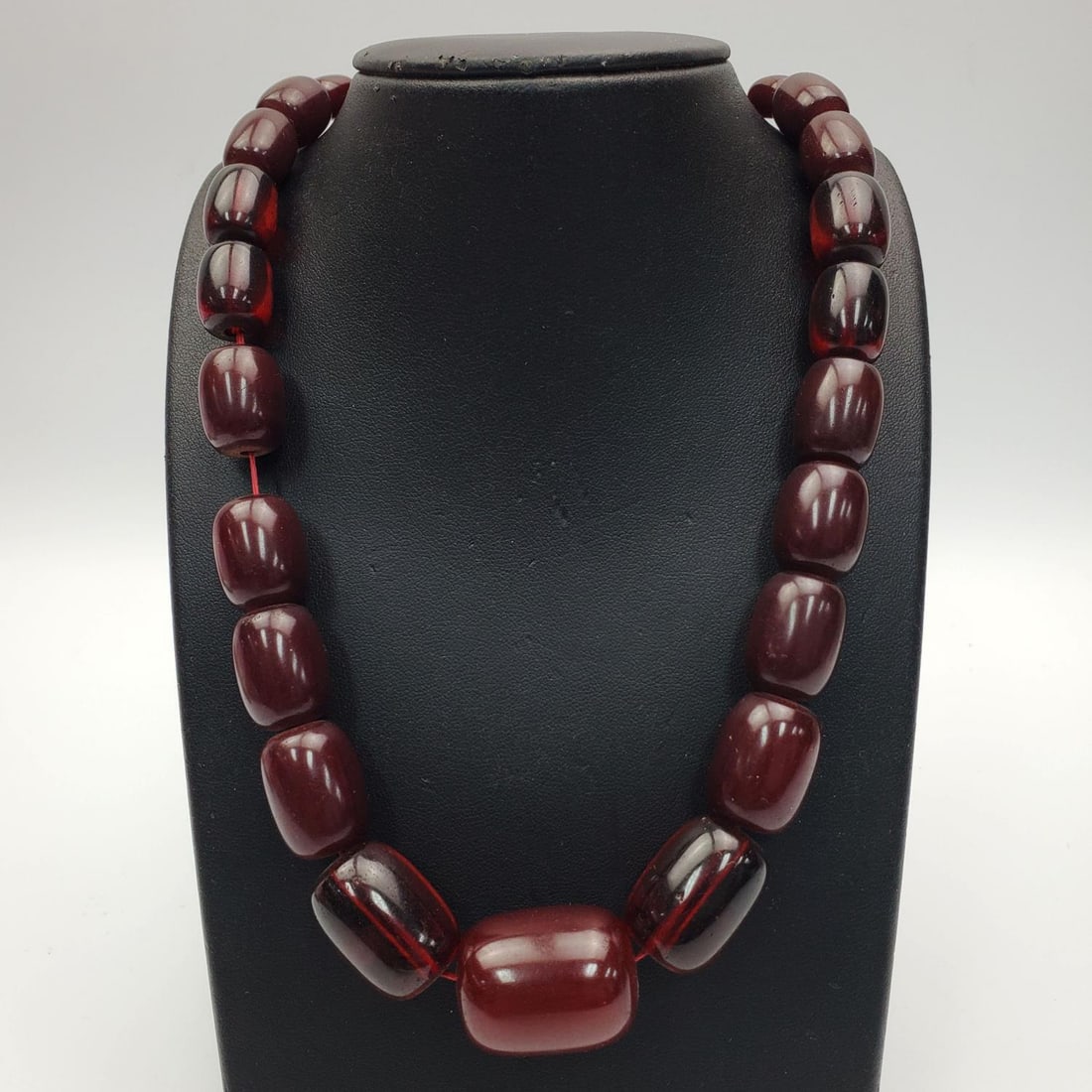 Rare Antique Russian Cherry Amber Beaded Necklace (1 of 4)