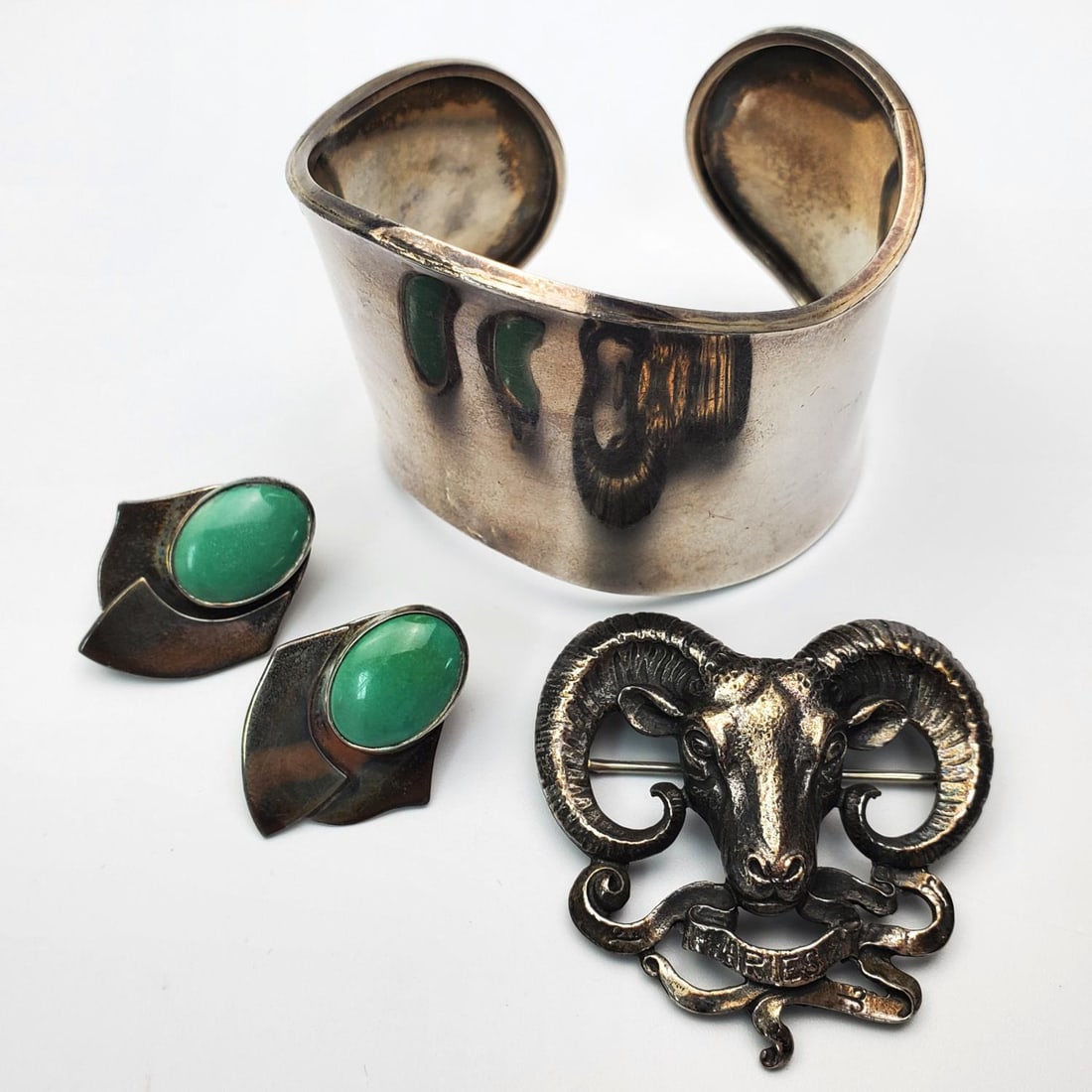 Lot of 3 Silver Items Incl. a Large Cuff Bracelet (1 of 4)