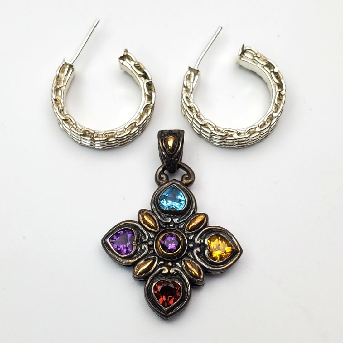 Tiffany & Co Sterling Silver Mesh Hoop Earrings (1 of 4)