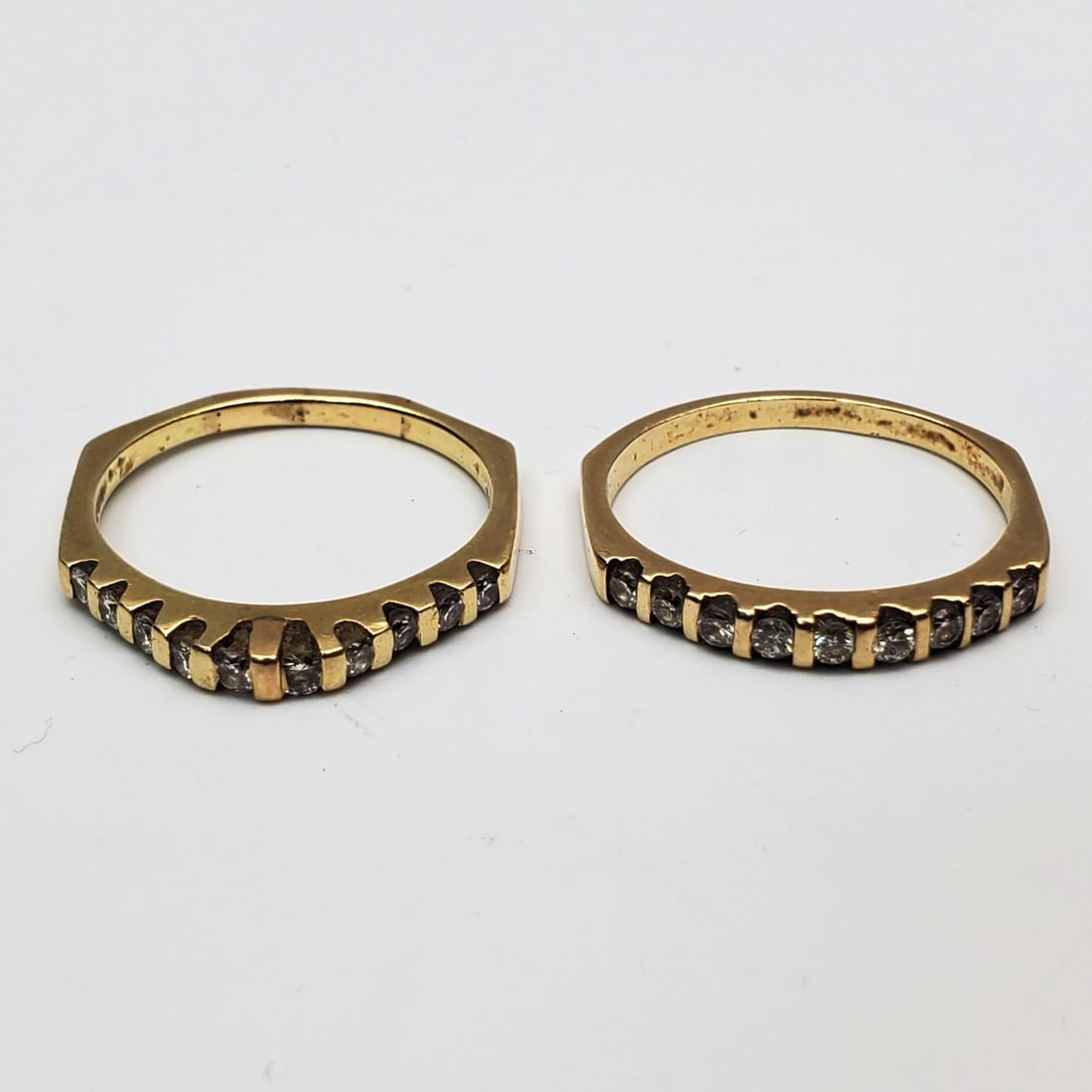 Two 14K Yellow Gold & Diamond Large Size Rings (1 of 3)