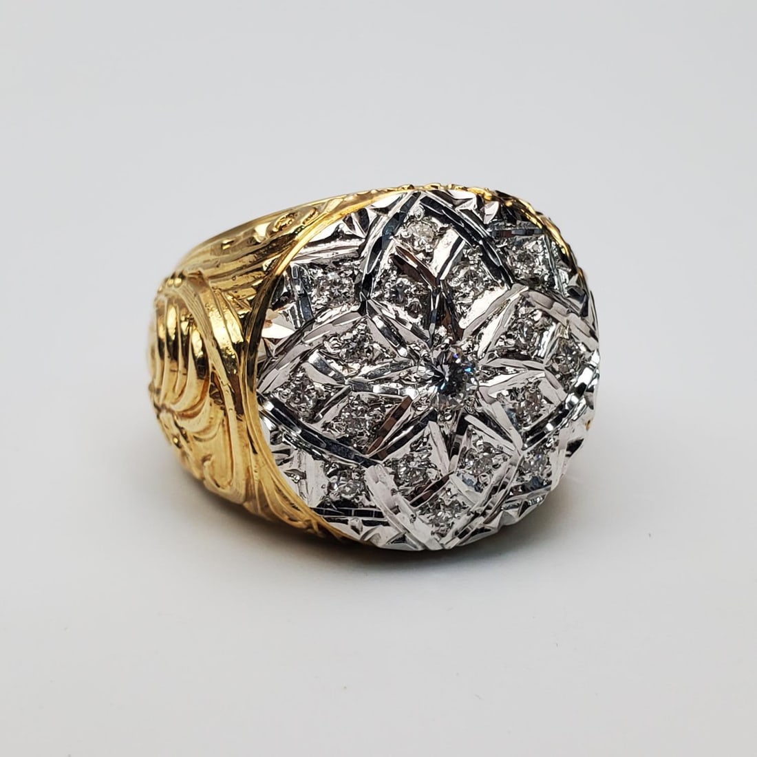 14K Gold Men's Ring w/ Diamonds Clusters (1 of 4)