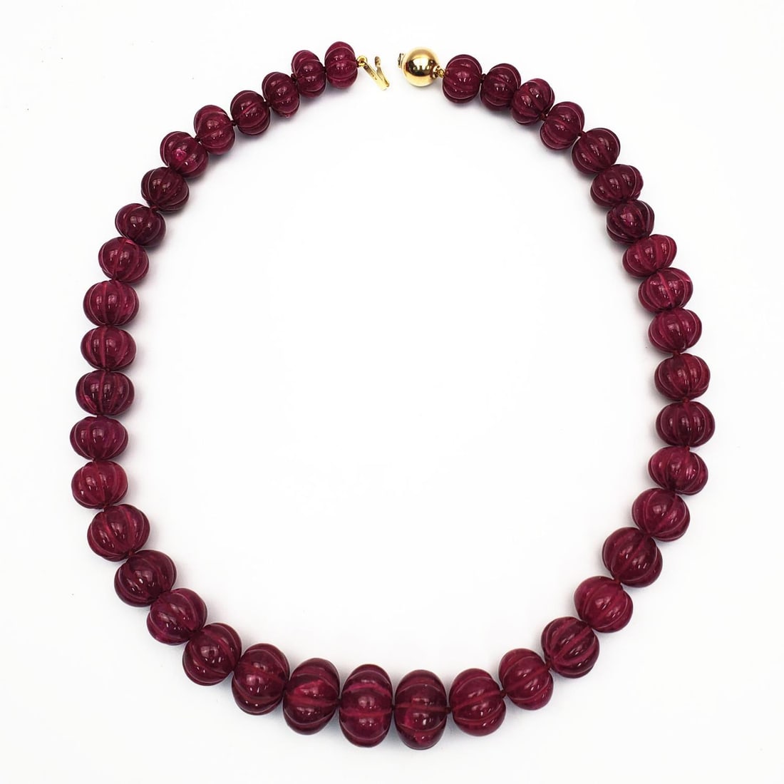 Unusual Carved Rubies & 14K Gold Mount Necklace (1 of 4)