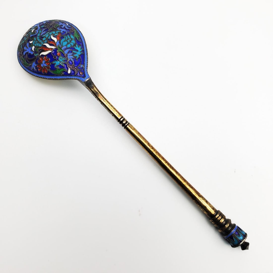 Antique 19th C. Russian Enameled Silver Spoon (1 of 5)