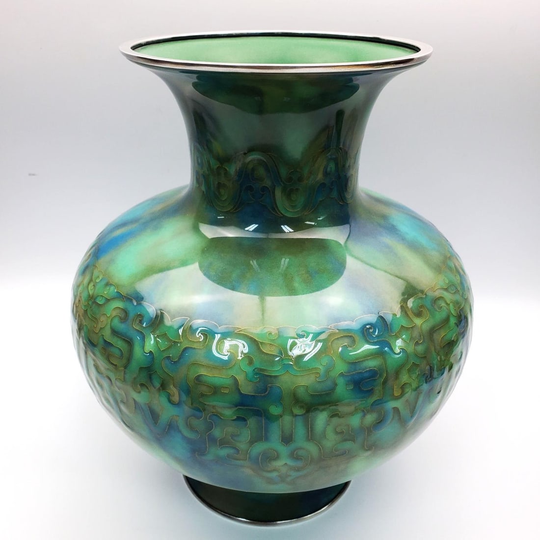 Rare Antique Ando Japanese Silver Wire Enamel Vase (1 of 6)