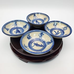 Antique Chinese "Four Seasons" Porcelain Cups