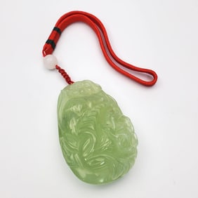 Chinese Large Probably Icy Green Jade Pendant