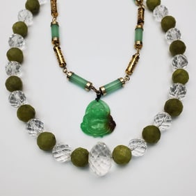 Lot of 2 Chinese Probably Jade Necklaces