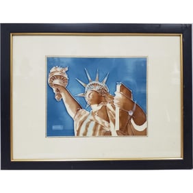 Vintage Porcelain Plaque of The Statue of Liberty
