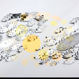 Lot of Early Watch Movements: Lot of Early Watch Movements Including Baume & Mercier, Waltham, Doxa & Elgin. Condition: As Found. We Do Not Guarantee The Workability of Used Watches. Dimensions: Various Sizes. Provenance: From a L