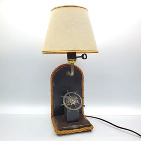 Vintage Nautical Lamp w/ Ship Steering Wheel