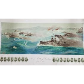 Antique Print "Battle of Santiago"