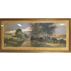 Signed Painting, Pastel on Paper "Country Road"