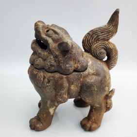 Chinese Cast Iron Foo Dog Incense Burner