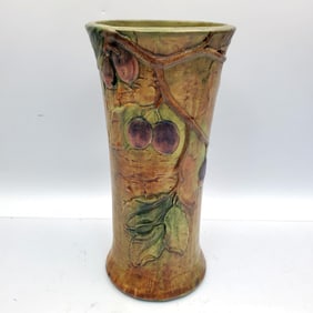 Signed Weller Plum Tree Pottery Vase