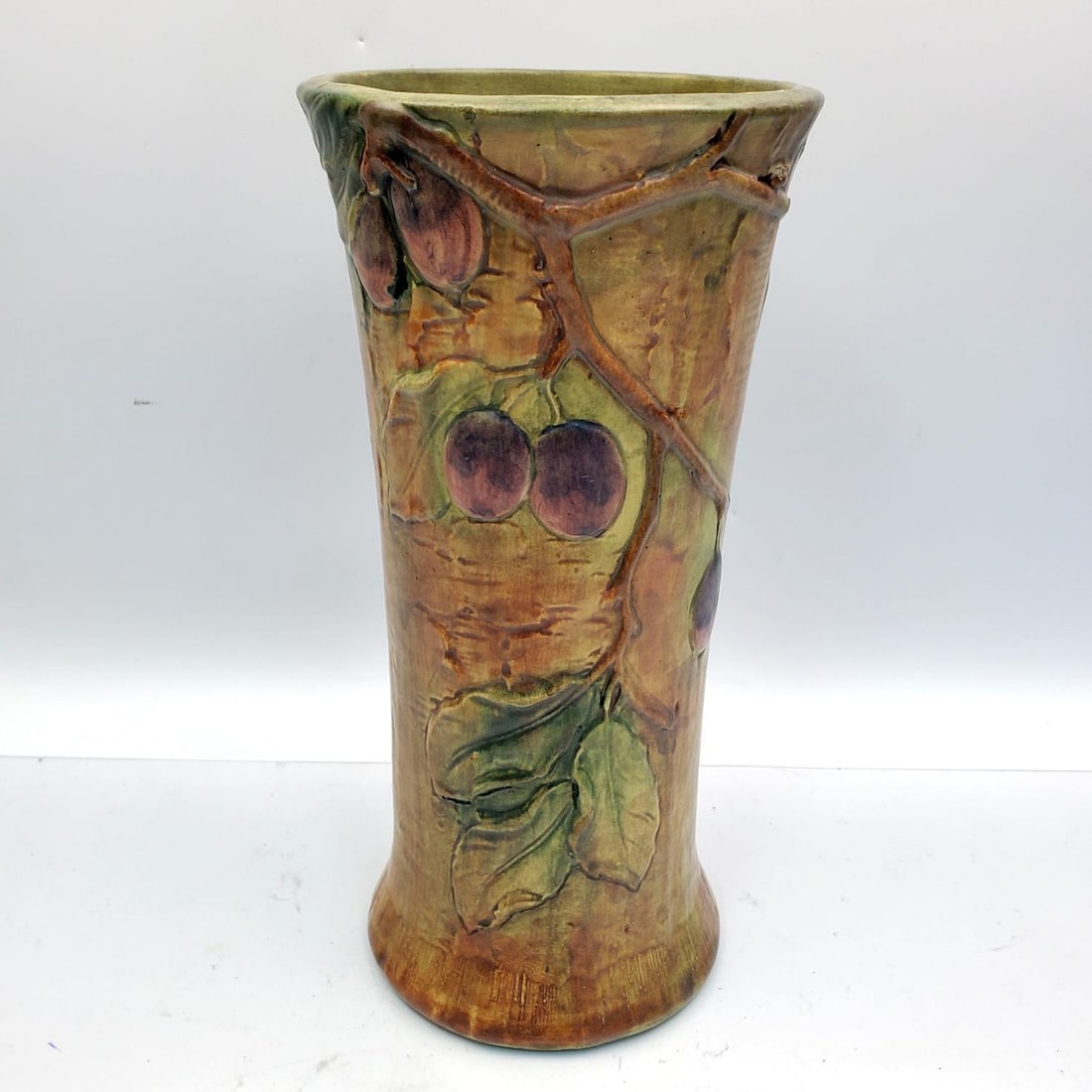 Signed Weller Plum Tree Pottery Vase (1 of 5)