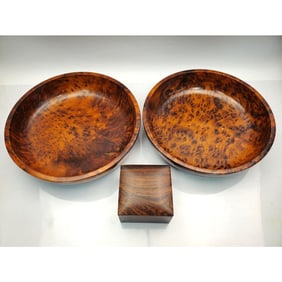 Lot of 3 Wood Items Including 2 Bowls & 1 Box