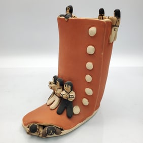 Native American Jemez Pottery Storyteller Boot