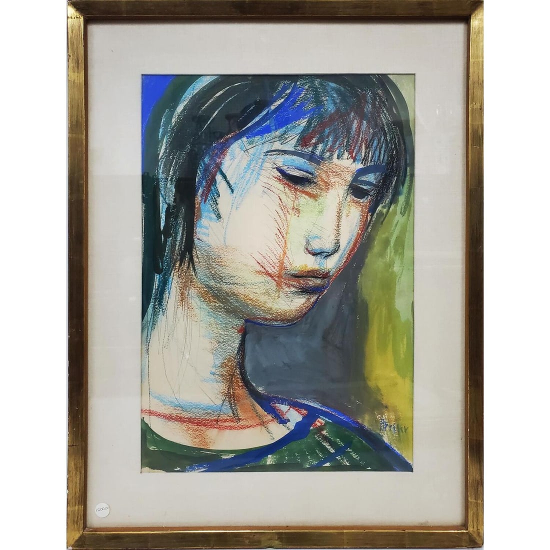 Josef Presser, American (1907-1967) Painting: Josef Presser, American (1907-1967) Painting, Pastel & Gouache on Paper, "Portrait". Signed Lower Right. In Original Frame Under Glass. Has Not Been Examined Out of Frame. Condition: Generally Very Go
