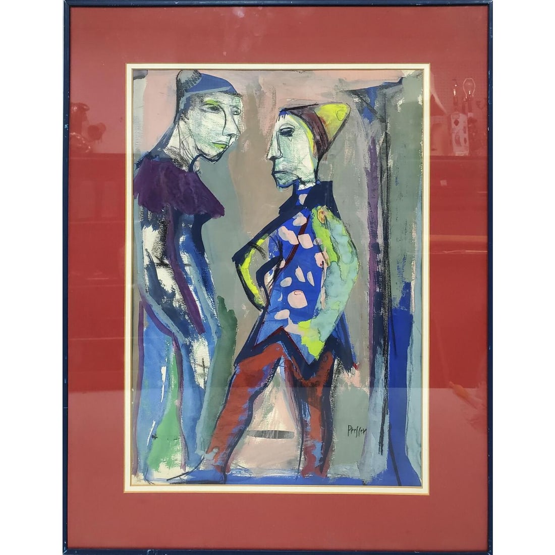 Josef Presser, American (1907-1967) Painting: Josef Presser, American (1907-1967) Painting, Pastel & Gouache on Paper, "Harlequins". Signed Lower Left. Framed Under Glass. Has Not Been Examined Out of Frame. Condition: Generally Very Good. Dimens