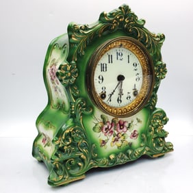 Antique Signed Porcelain Table Clock