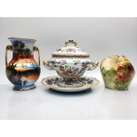 Lot of 4 Porcelain Items Incl 1 "Turn Vienna" Vase
