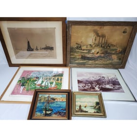 Group Lot of 6 Nautical Artworks Including Prints