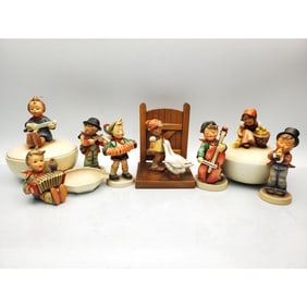 Lot of 8 German Hummels Including 2 Covered Boxes