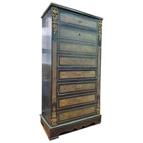 Antique French Boulle Style Cabinet Chest w/ Brass (1 of 7)