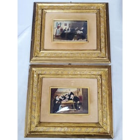 2 Judaica Miniature Paintings in Original Frames