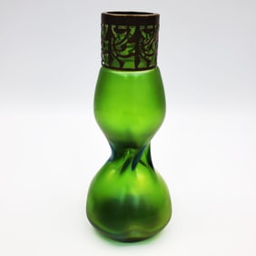 Antique Czech Iridescent Art Glass Vase