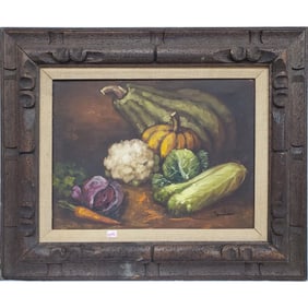 Vintage Signed Oil Painting "Vegetables"