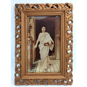 Antique 19th C. German Special Print Under Glass