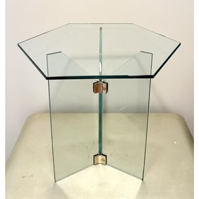 Pace Collection Style Glass/Brass Accent/End Table