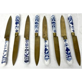 Lot of 8 Austrian Porcelain Handle Cocktail Knives