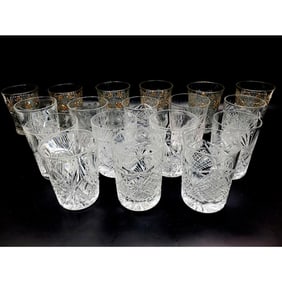 Lot of 18 Vintage Cut Glass Items