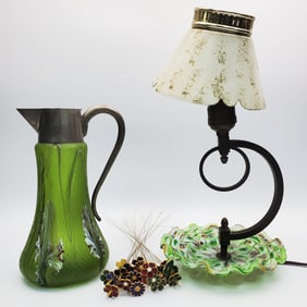 2 Antique Glass Items Incl. a Mille Fiori Lamp