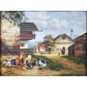 Signed M. Lamer Painting Oil on Panel