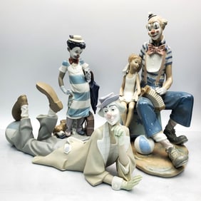 Lot of 3 Clown Lladro Porcelain Figures