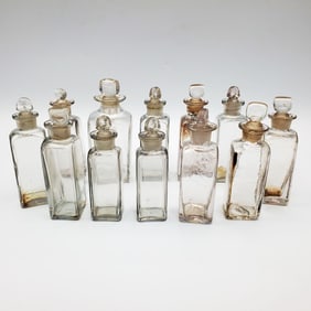 Group Lot of 12 Antique Small Glass Bottles