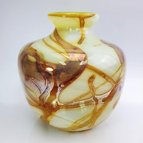 Vintage Signed Iridescent Glass Vase