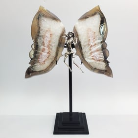 Carved Stone & Silver-Plated Figure Butterfly Girl