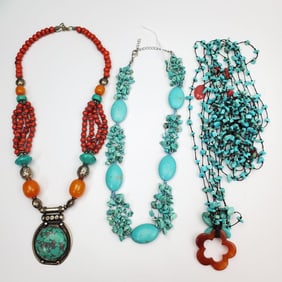 Lot of 3 Vintage Turquoise Jewelry Items