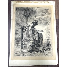 Josef Israels, Netherlands (1824-1911) Etching