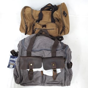 Lot of 2 Good Quality Canvas Carry On Duffel Bags