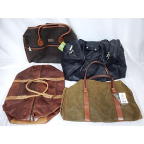 Lot of 4 Large Duffel Bags Including Leather