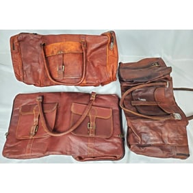 Lot of 3 Vintage Leather Large Duffel Bags