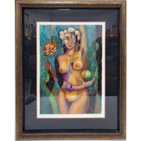 Signed Cubist Style Framed Lithograph